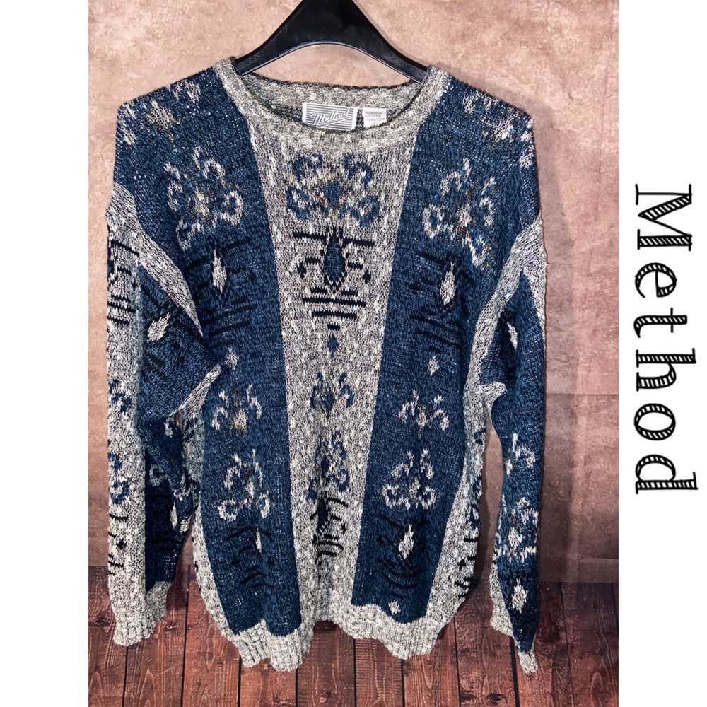 Method Sweater Men's L Knit Acrylic Crew Neck Sweater-VINTAGE!!!